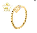14K Solid Gold Diamond Venetian Panther Bypass Bangle
