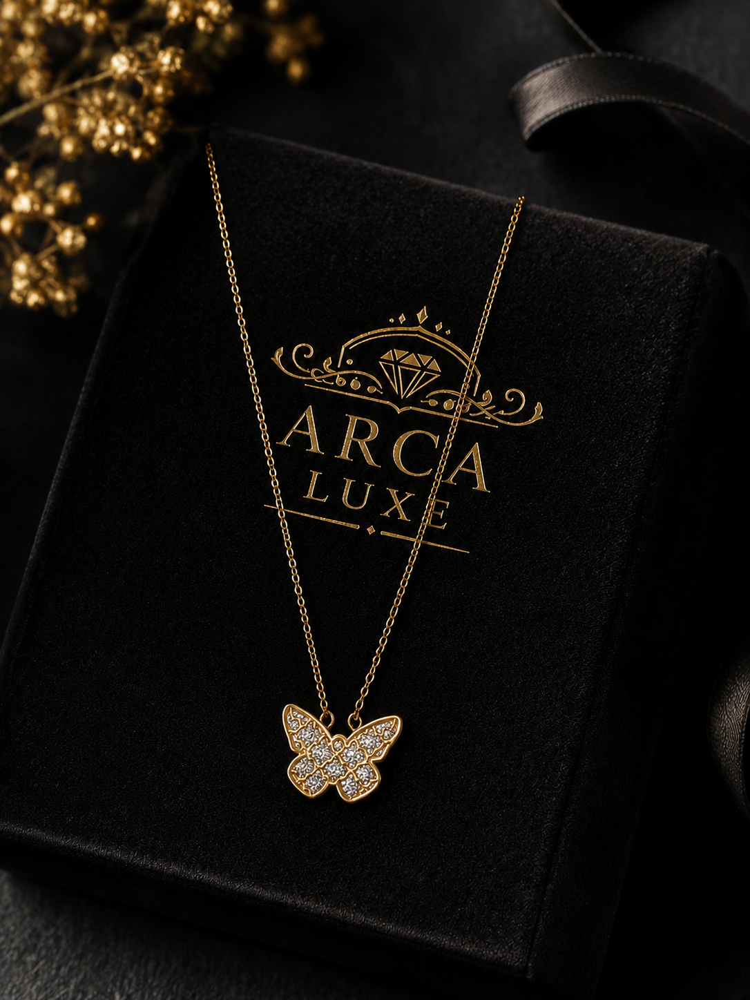 14K Gold Butterfly Necklace – 18" Diamond Cut | ARCA LUXE