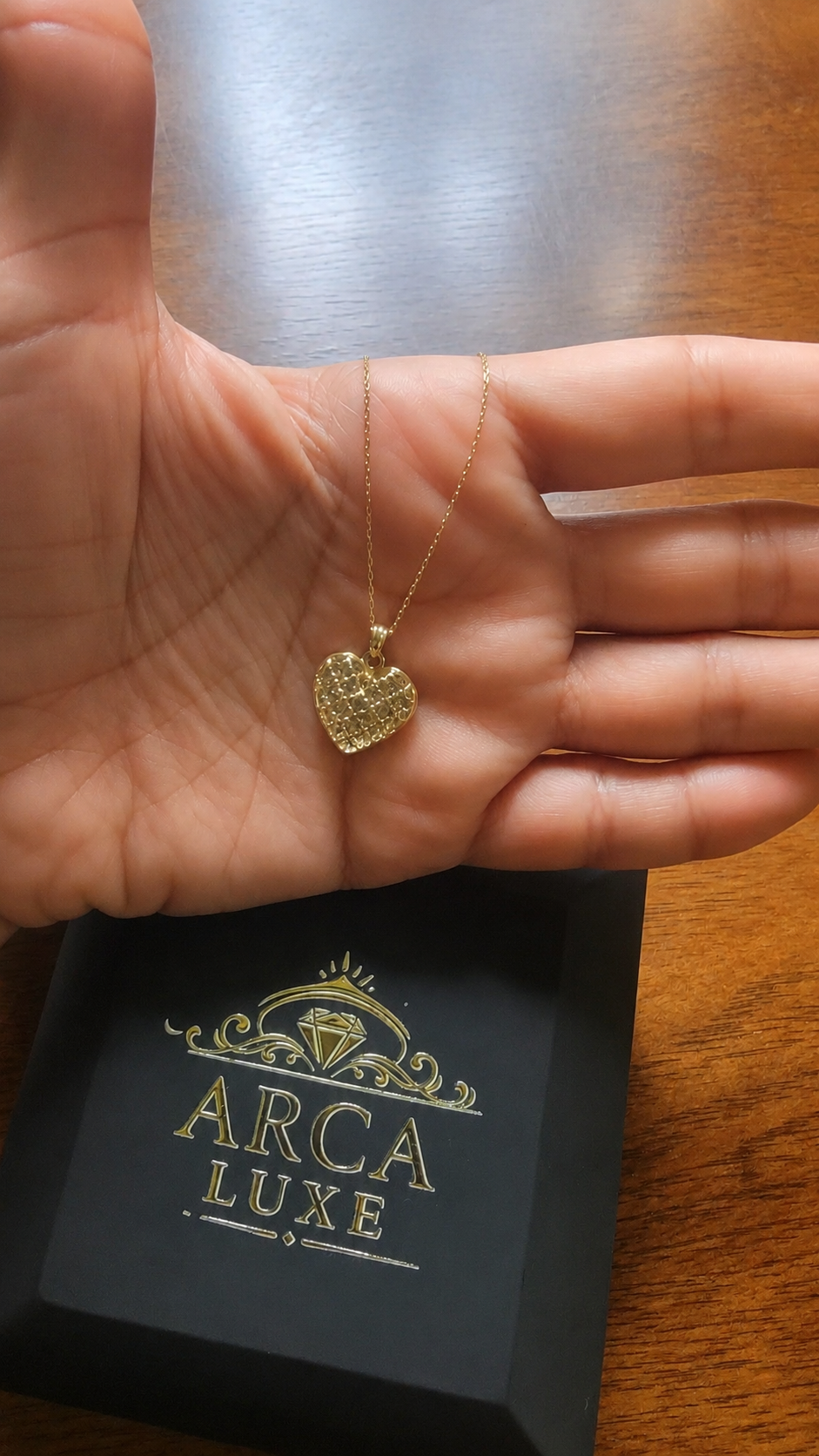 14K Diamond Cut Heart Necklace – 18" Solid Gold | ARCA LUXE