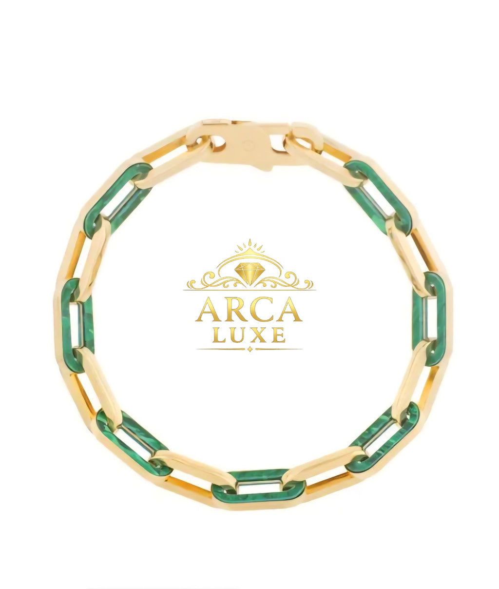 14K Gold Paperclip Gem Link Bracelet – Premium Luxury Collection 7.5"