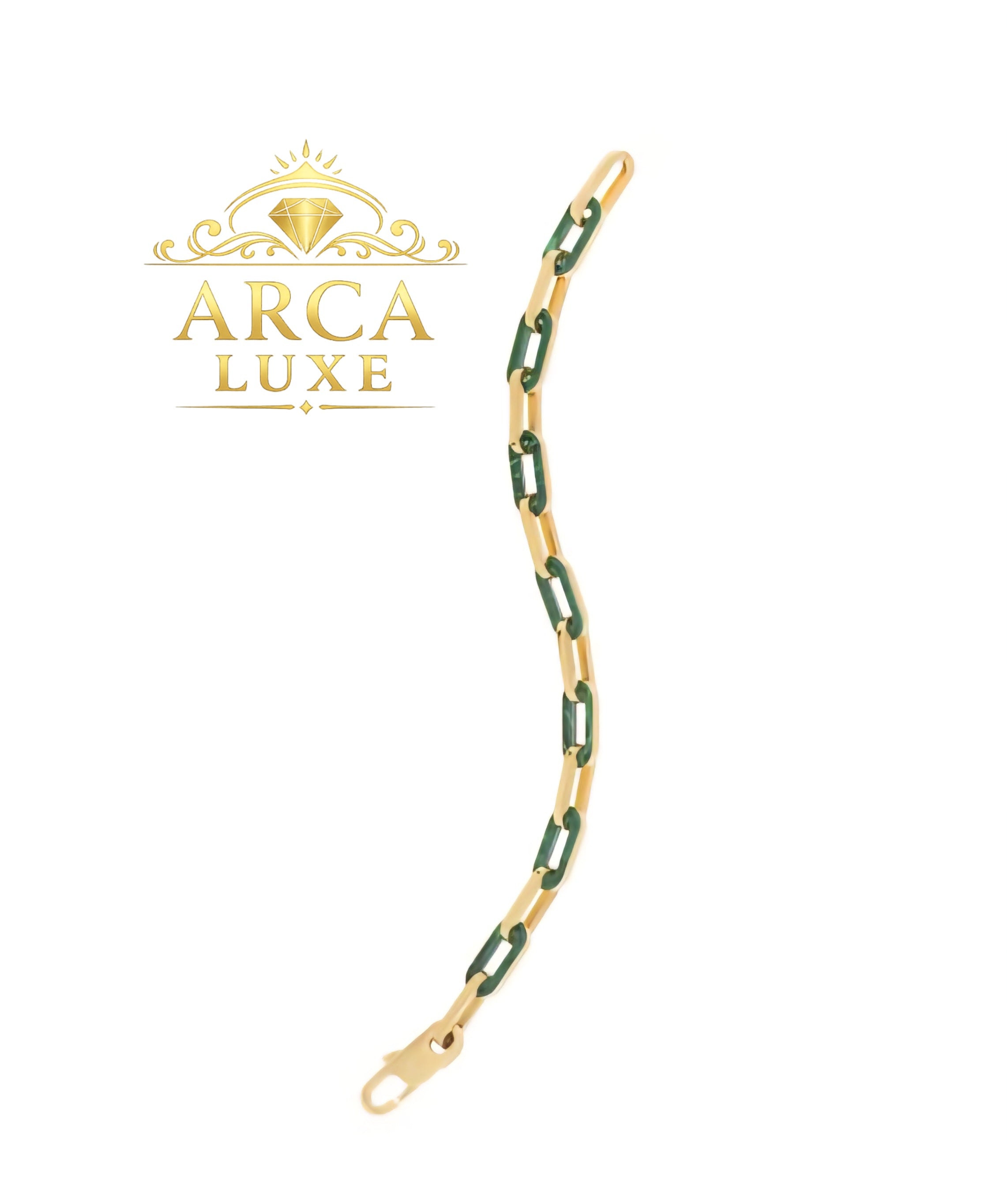 14K Gold Paperclip Gem Link Bracelet – Premium Luxury Collection 7.5"