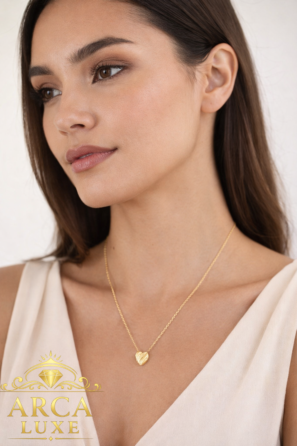 14K Solid Gold Scribble Heart Necklace 18"