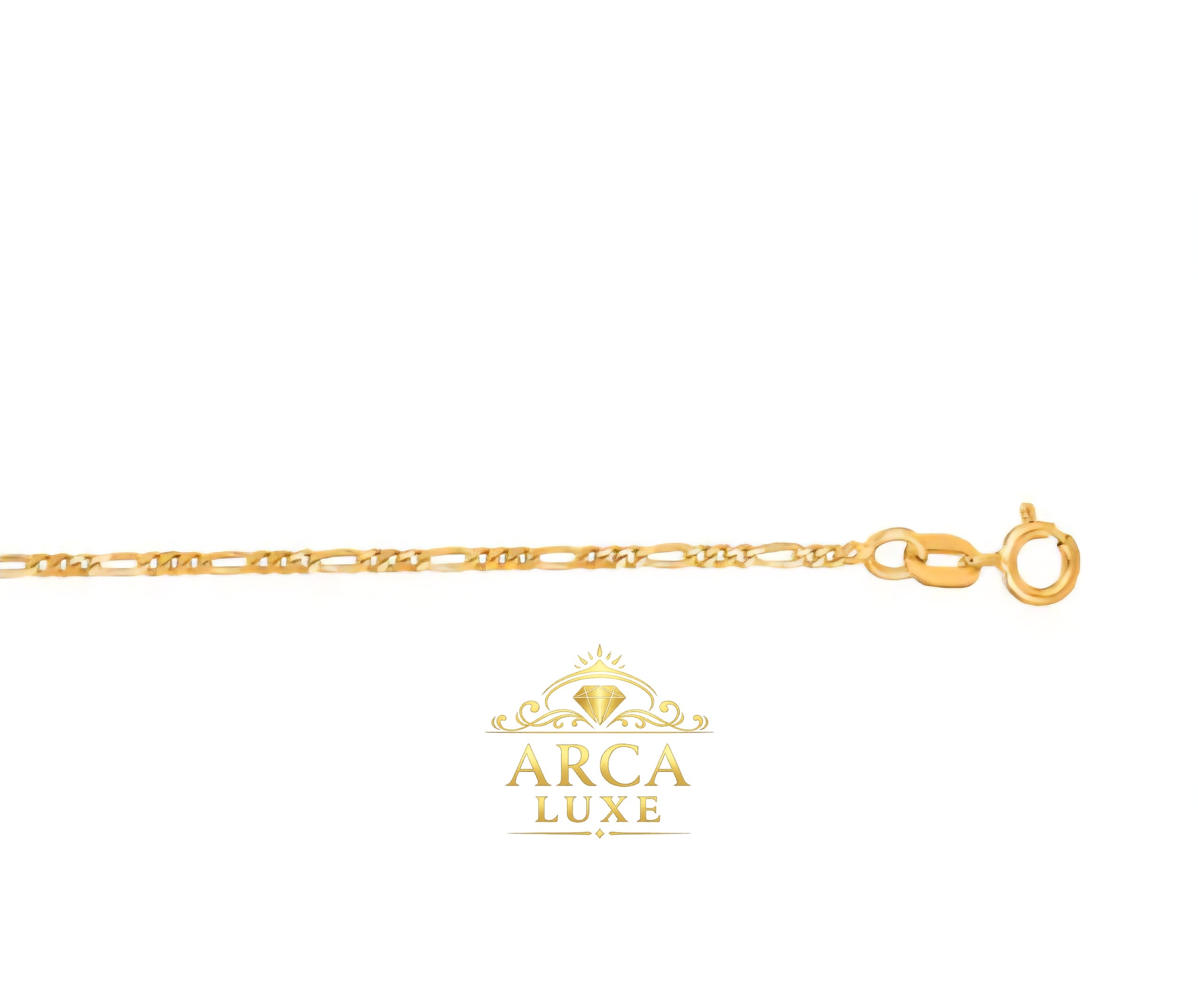 Arca Luxe 14K Solid Yellow Gold 1.9mm Figaro Chain Necklace