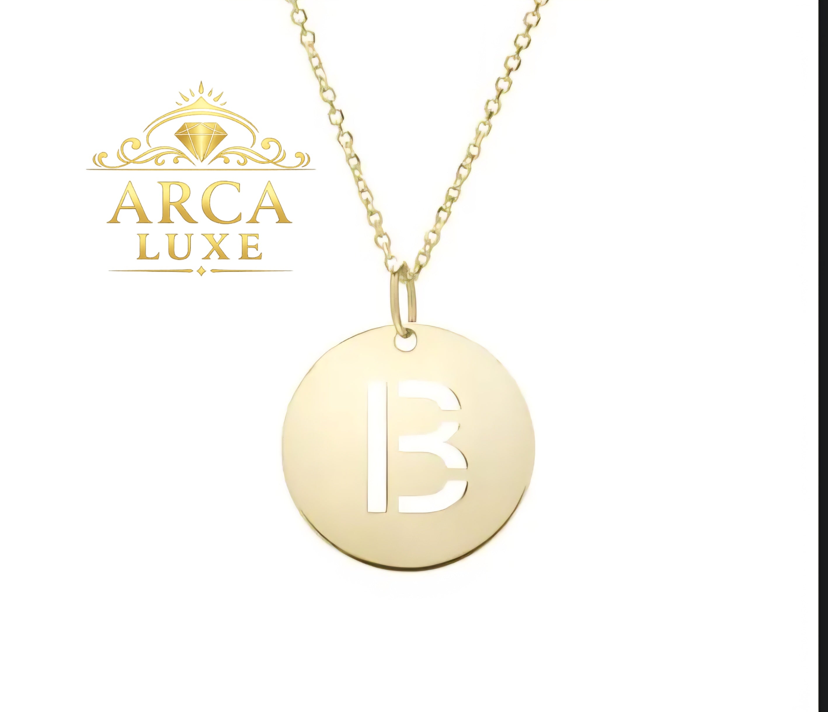 14K Solid Gold Initial Letter Disc Necklace 18" | A–Z Minimalist Pendant | Real Gold Jewelry