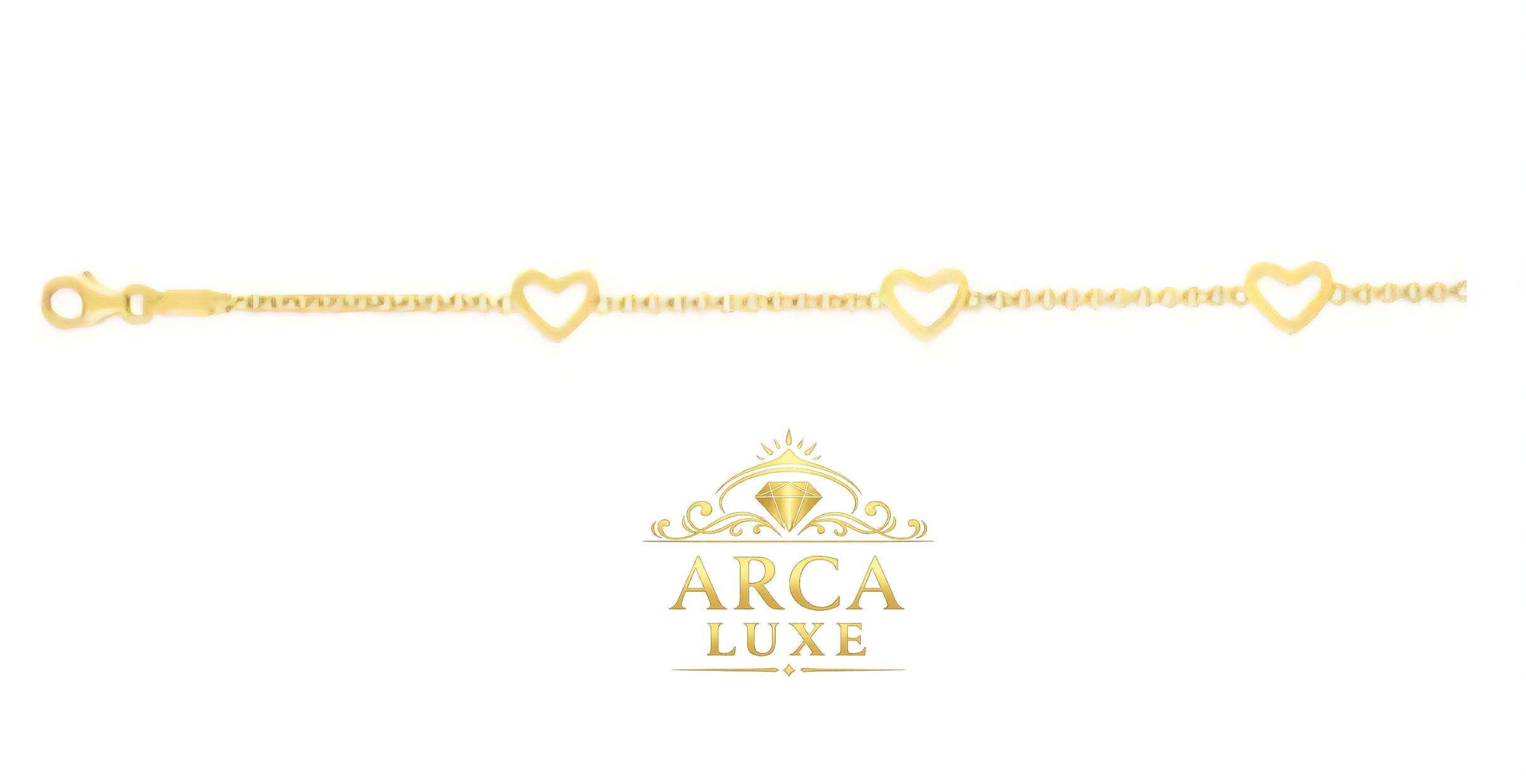 ARCA LUXE 14K Gold Open Heart Children's Bracelet 6"