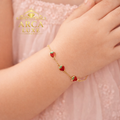 ARCA LUXE 14K Gold Enamel Strawberry Children's Bracelet 5.5"
