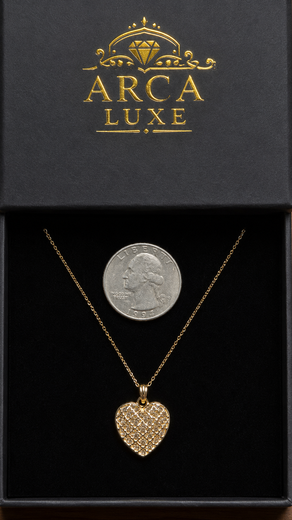 14K Diamond Cut Heart Necklace – 18" Solid Gold | ARCA LUXE