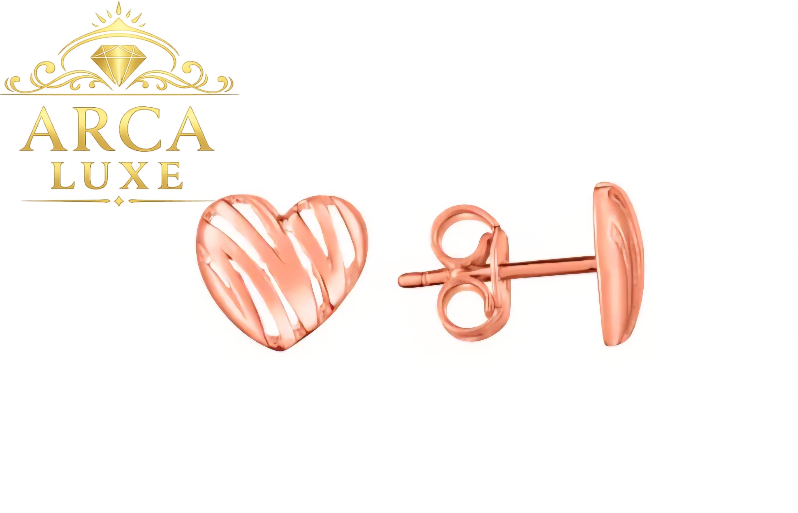 14K Solid Gold Scribble Heart Stud Earrings–Minimalist Love Design