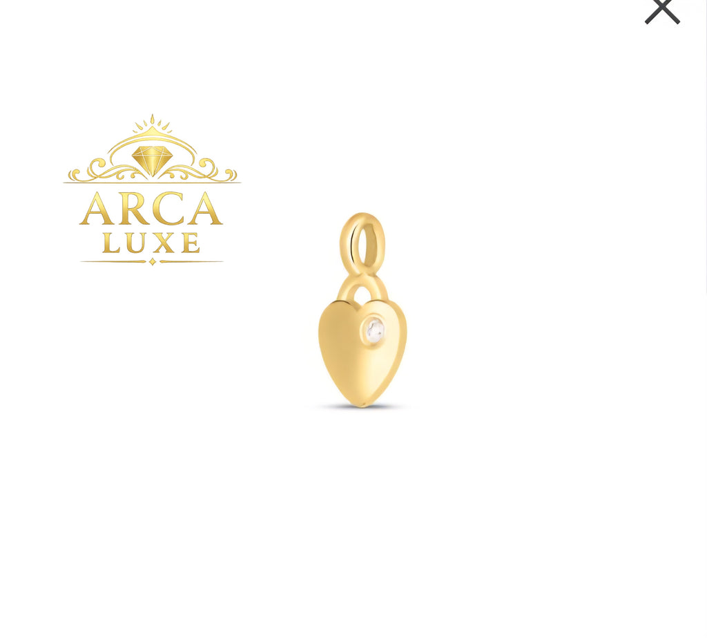 14K Solid Gold mini Diamond Heart  Charm