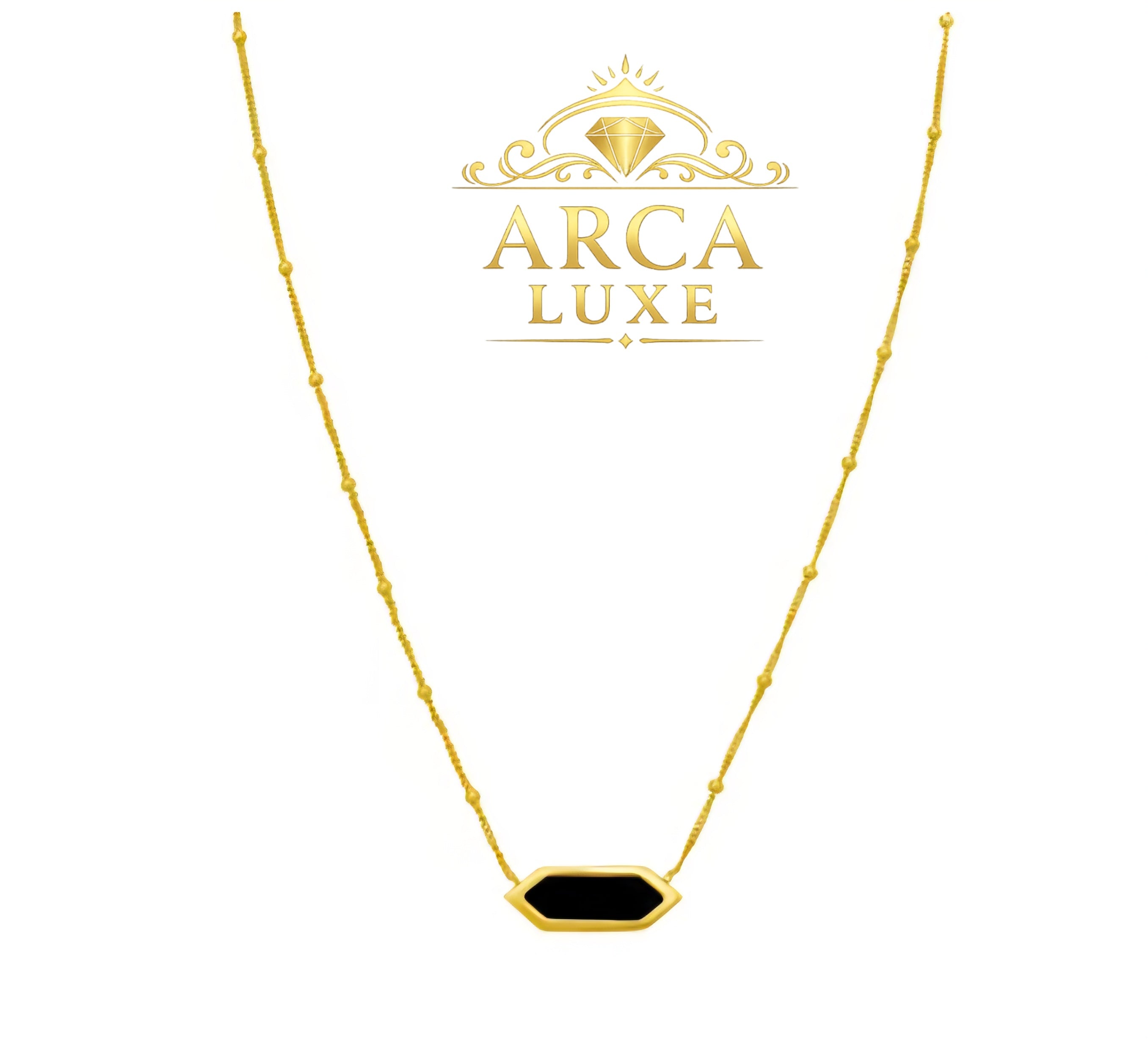 Hexagon Gold Necklace 16"