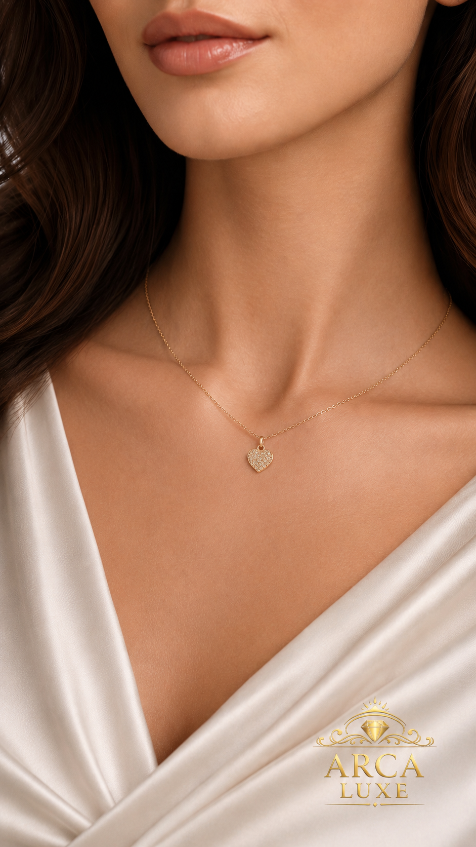14K Diamond Cut Heart Necklace – 18" Solid Gold | ARCA LUXE