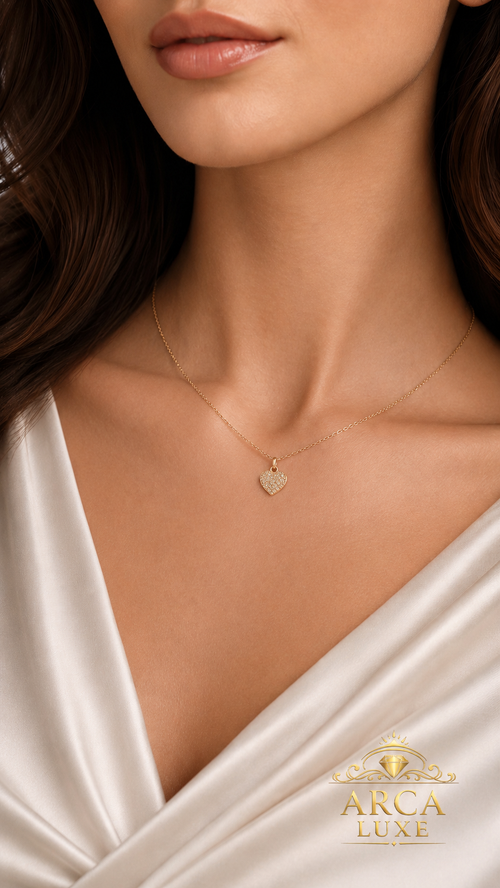 14K Diamond Cut Heart Necklace – 18" Solid Gold | ARCA LUXE