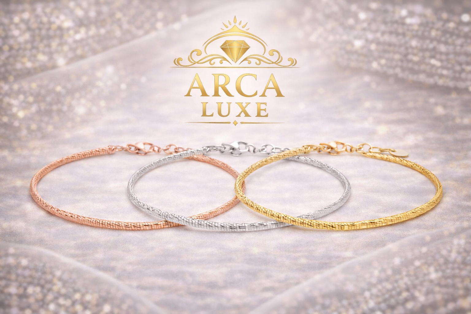 14K Solid Gold Diamond Cut Stack Bracelet 7"