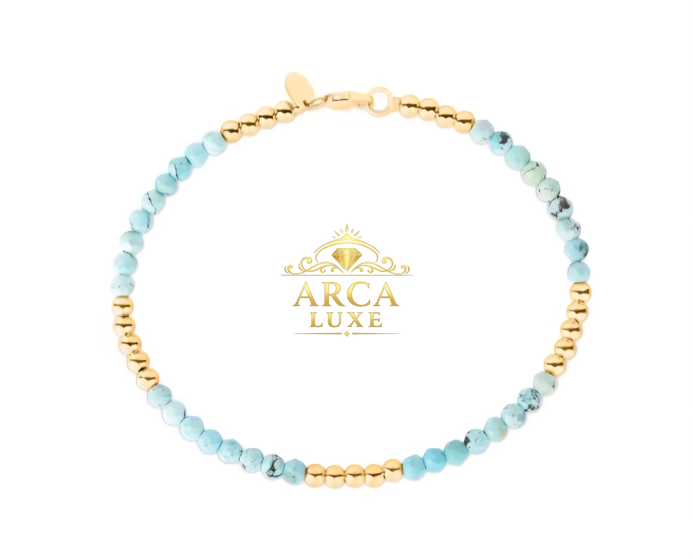 14K Solid Gold Pallina Bead Gemstone Bracelet 7"