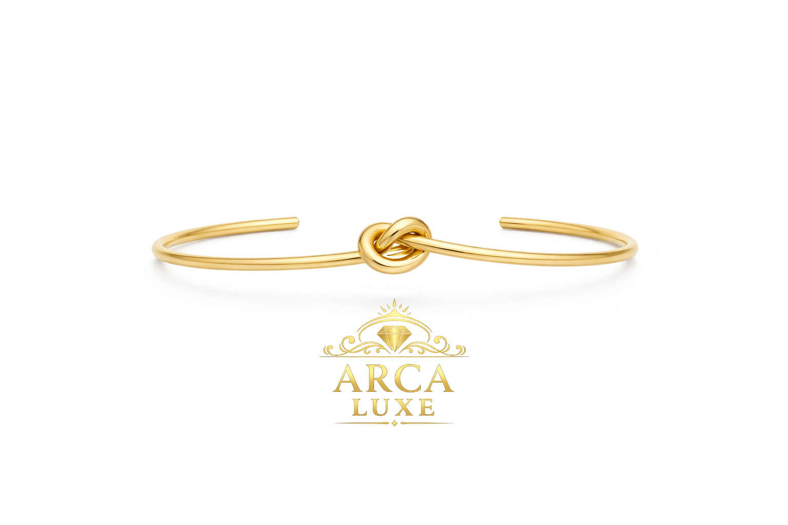 14K Solid Gold Love Knot Bangle Bracelet