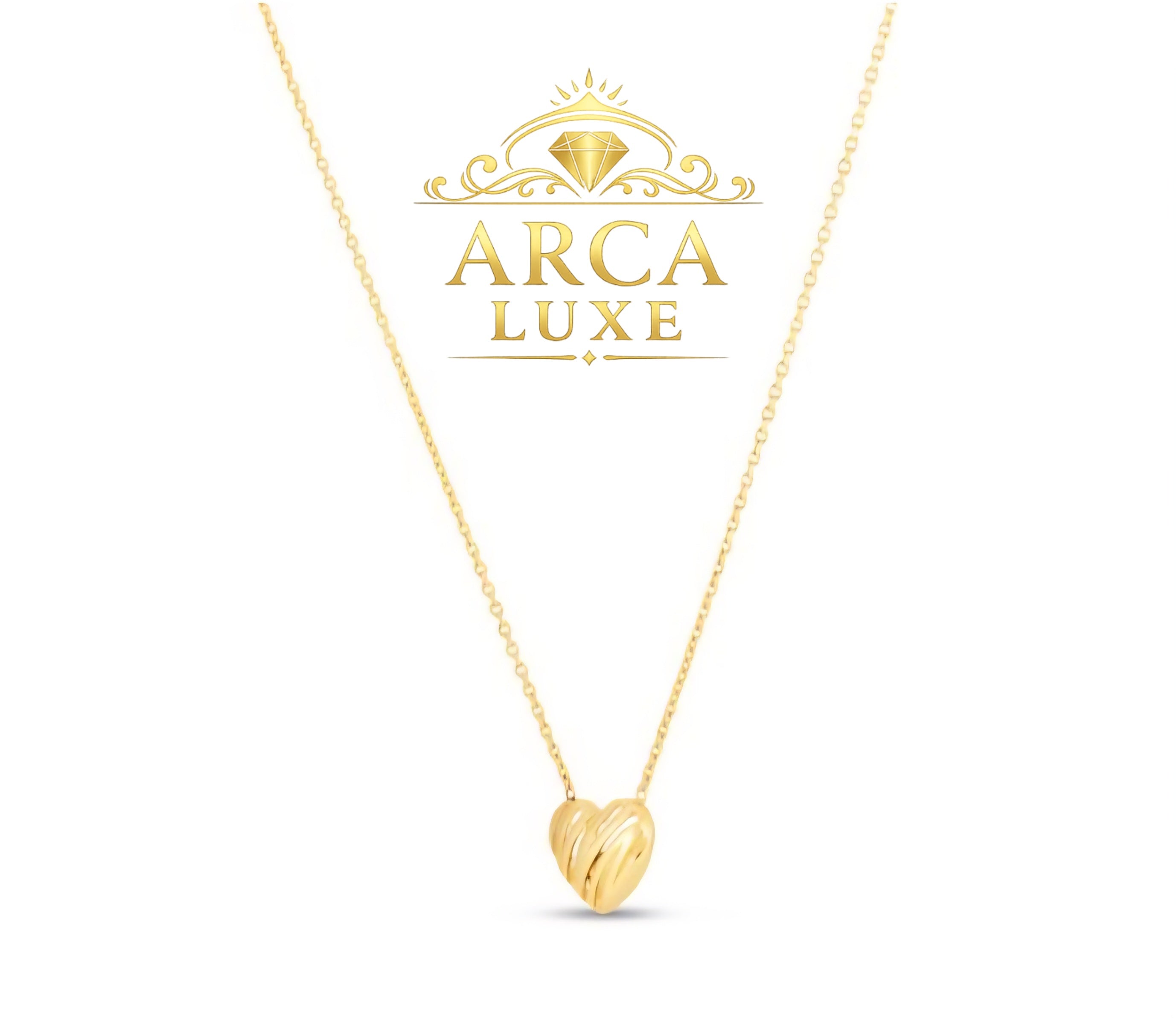 14K Solid Gold Scribble Heart Necklace 18"