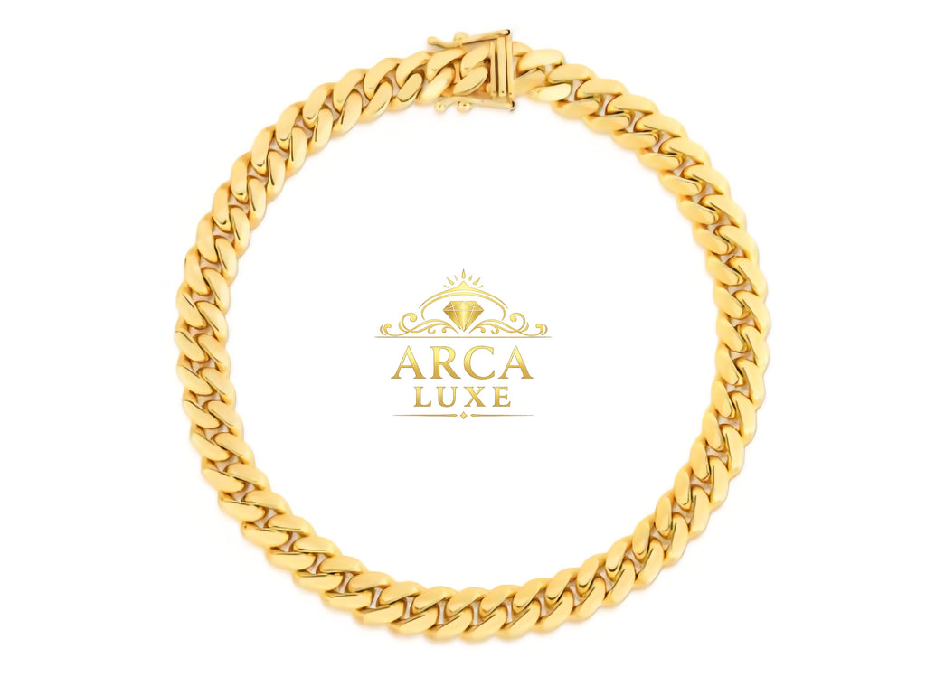 14K Solid Yellow Gold Miami Cuban chain Bracelet  Box Lock 8.5"