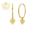 14K Solid Gold Diamond Heart Charm Hoop Earrings (0.01 CT) – Elegant Luxury Design