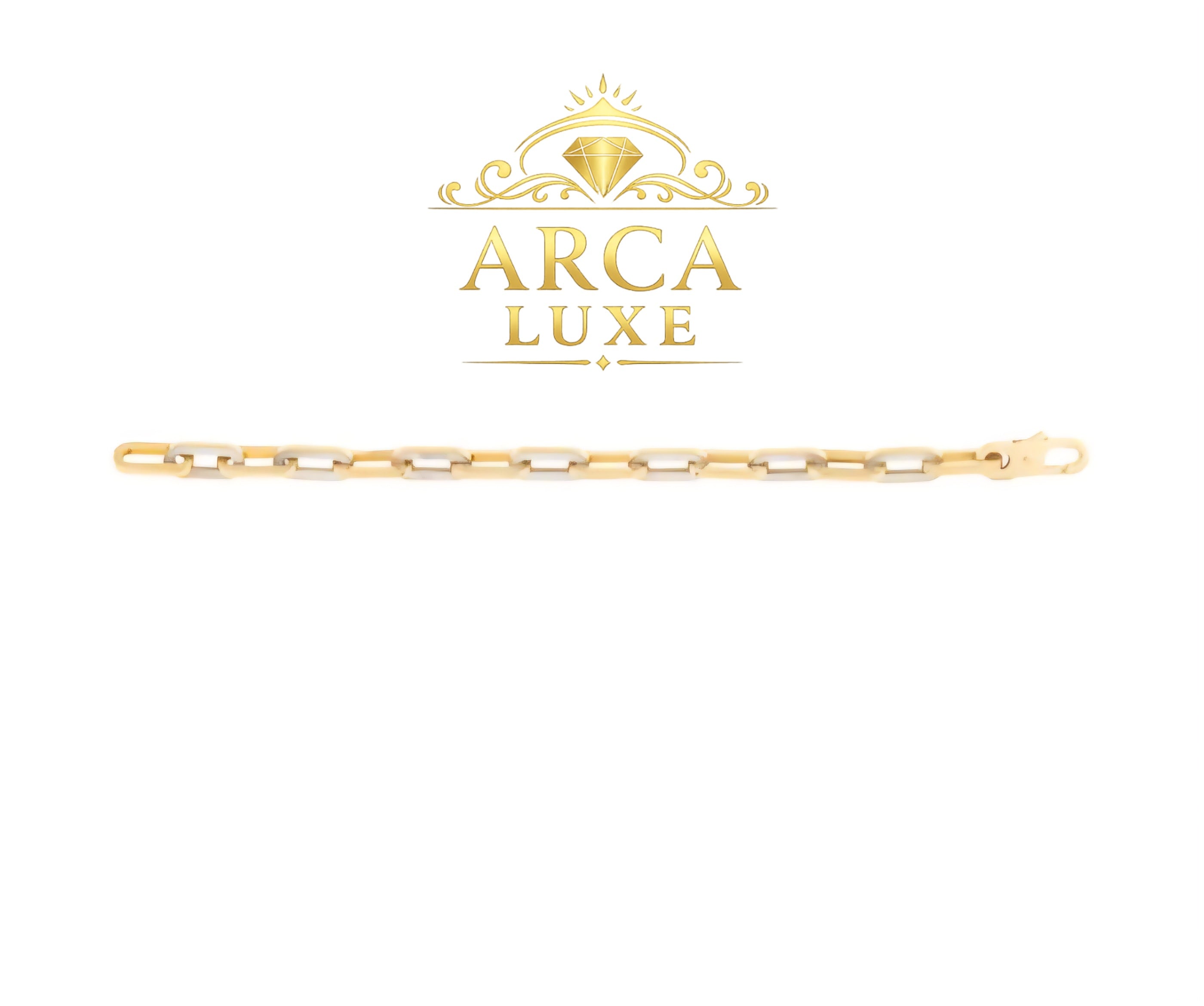 14K Gold Paperclip Gem Link Bracelet – Premium Luxury Collection 7.5"