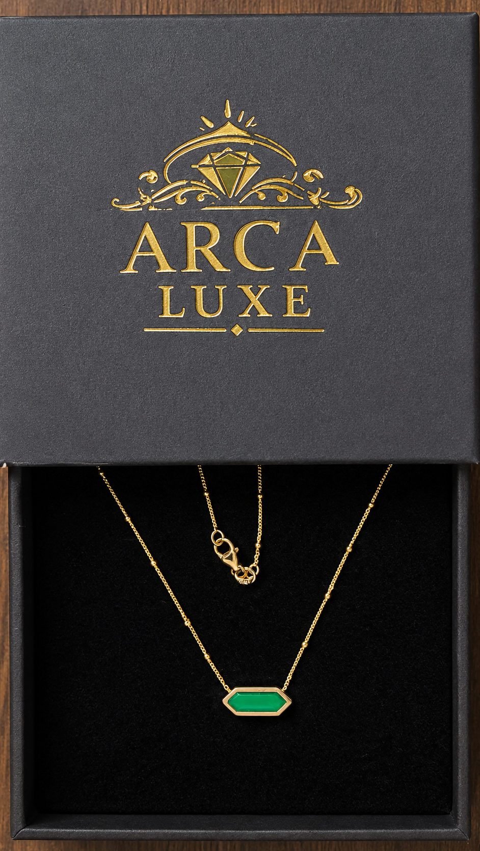 Hexagon Gold Necklace 16"