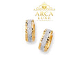 14K Solid Gold Diamond-Cut Center Huggie Earrings | Two-Tone Luxury