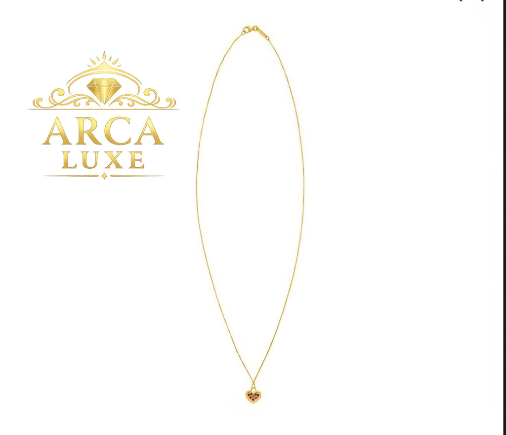 14K Solid Gold Ruby Heart Necklace – Elegant Minimal Pendant