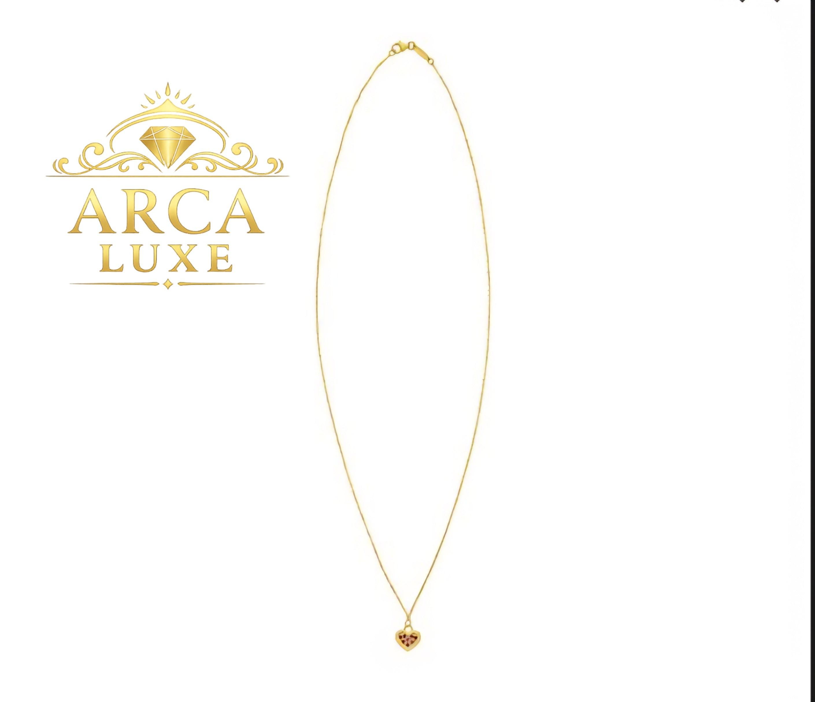 14K Solid Gold Ruby Heart Necklace – Elegant Minimal Pendant
