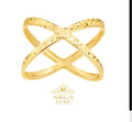 14K Solid Gold Diamond Cut Crisscross Ring – Size 7 & 8