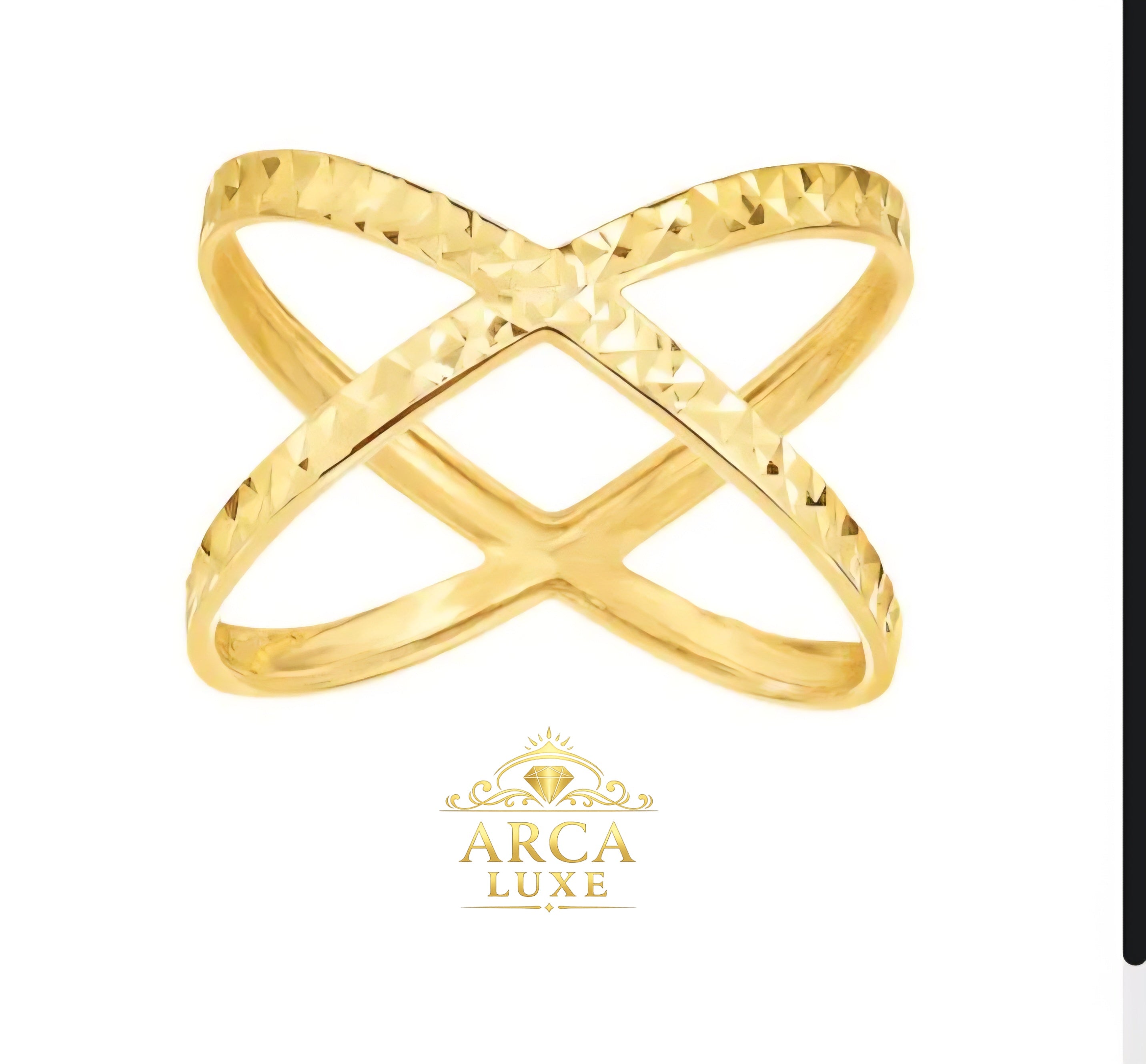 14K Solid Gold Diamond Cut Crisscross Ring – Size 7 & 8