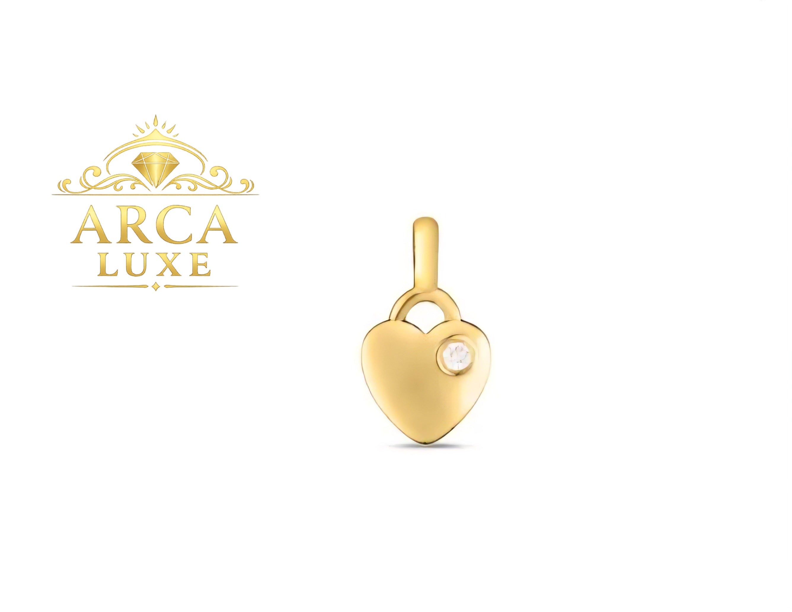 14K Solid Gold mini Diamond Heart  Charm