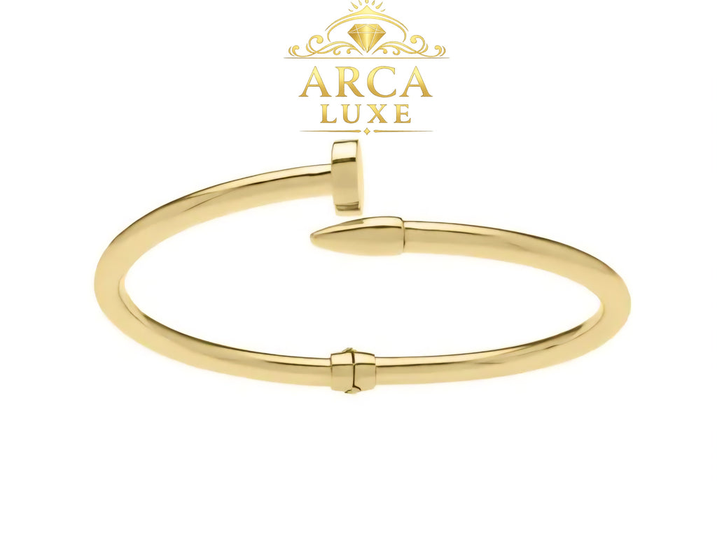 14K Solid Gold Bypass Nail Bangle Bracelet