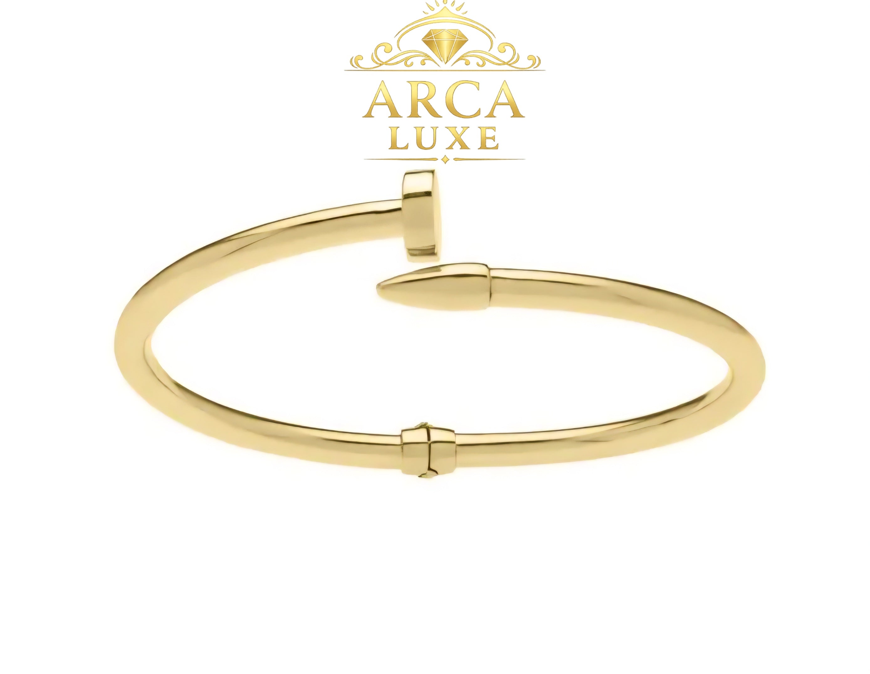14K Solid Gold Bypass Nail Bangle Bracelet
