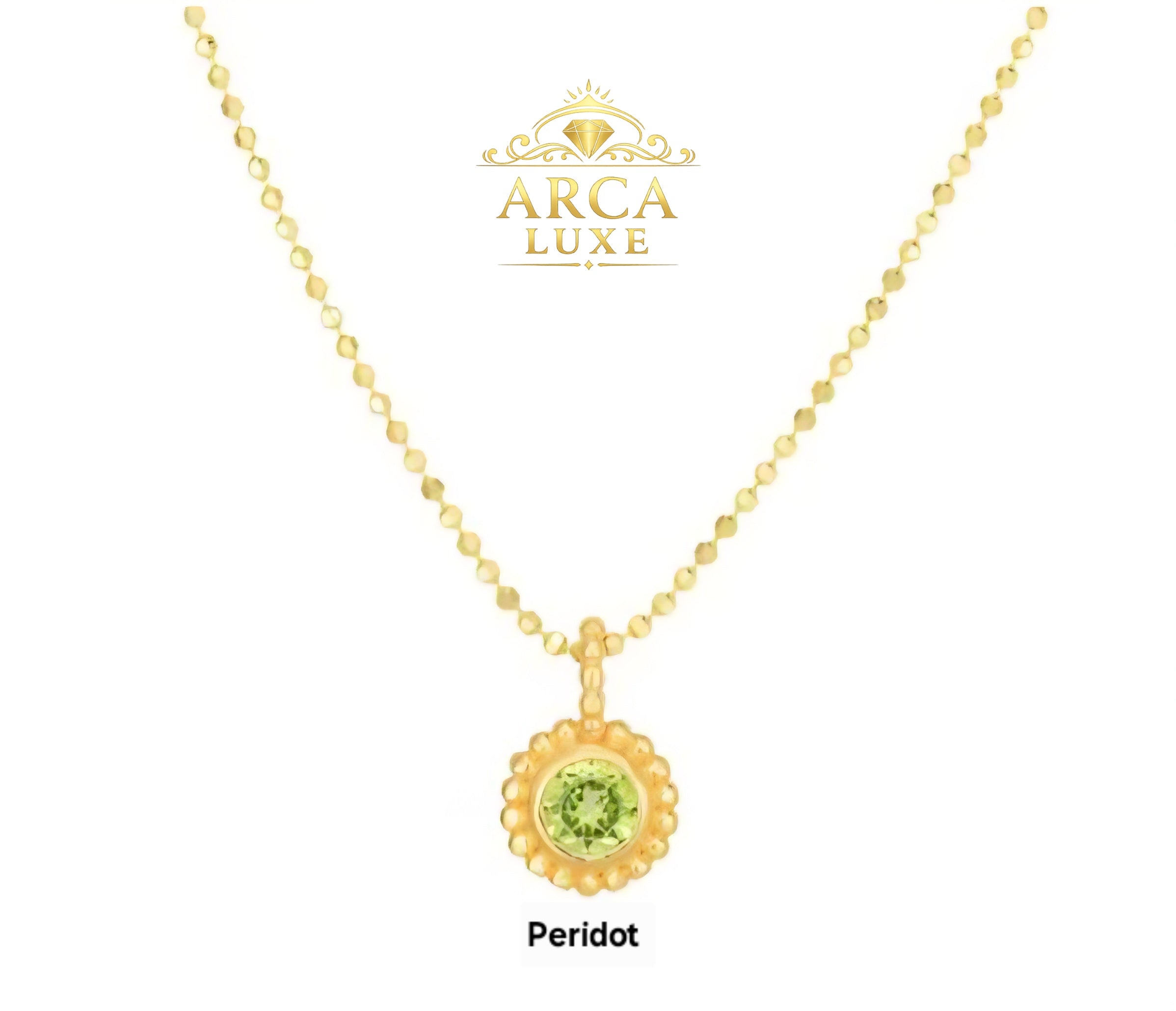 ARCA LUXE 14K Gold Natural Gemstone 18" Pendant Necklace