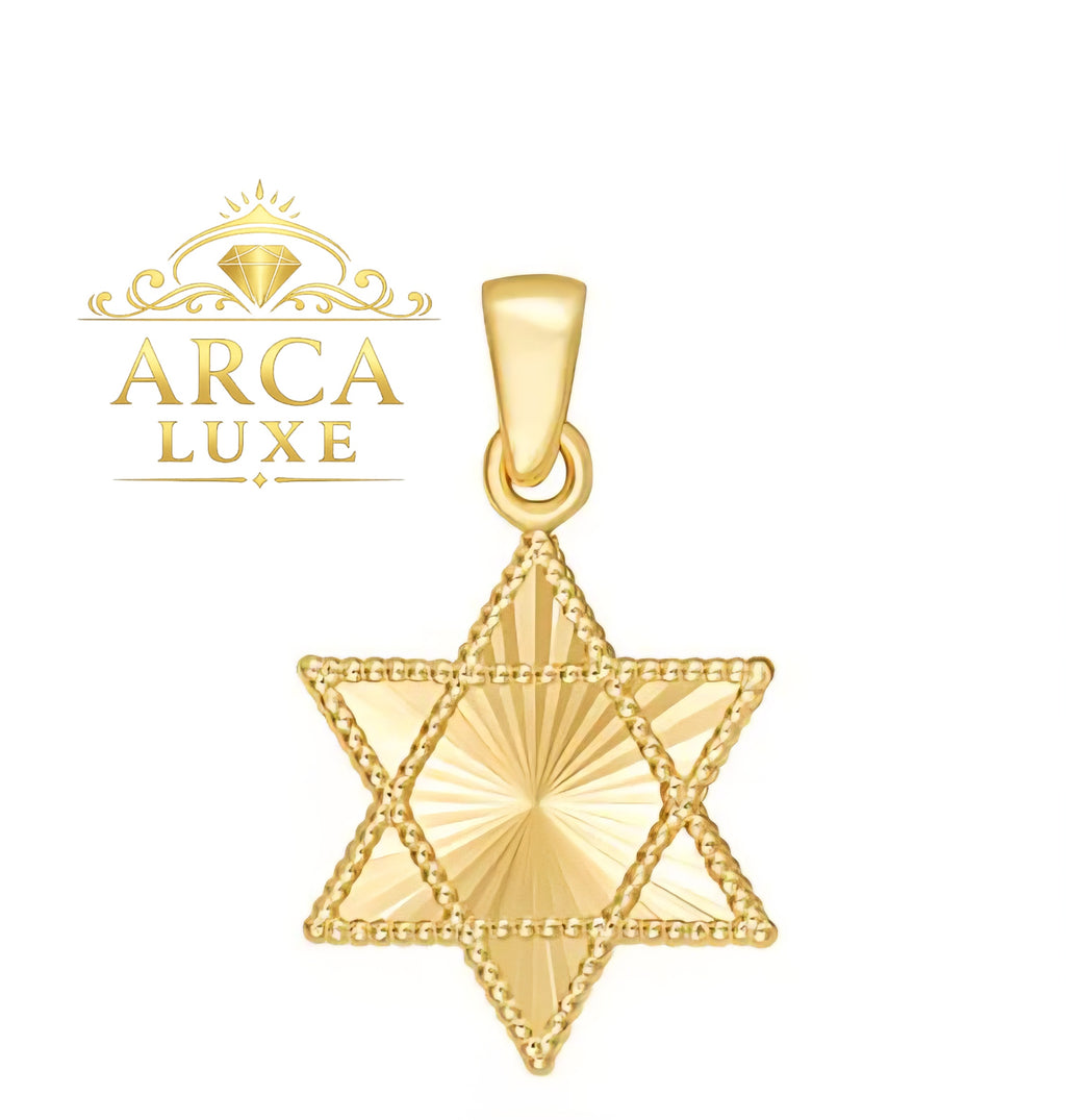 14K Reversible Radiant Star of David Pendant – Solid Gold Design