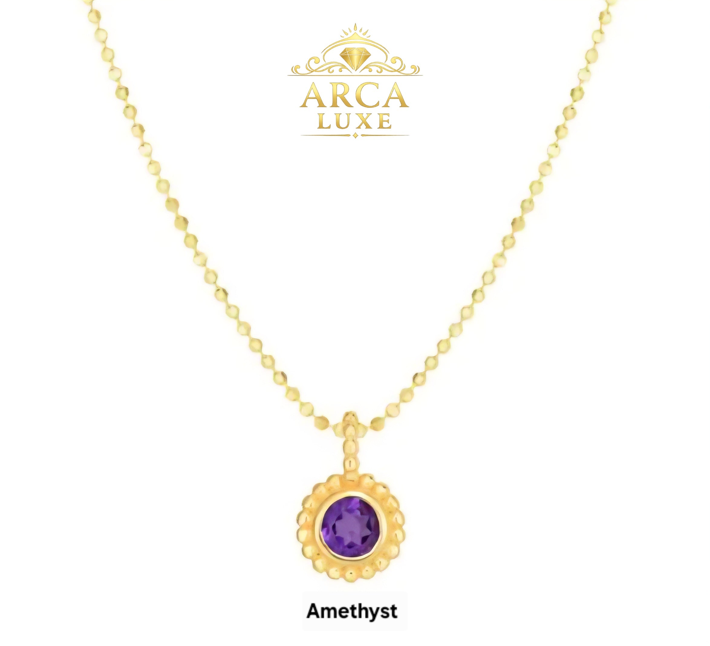 ARCA LUXE 14K Gold Natural Gemstone 18" Pendant Necklace