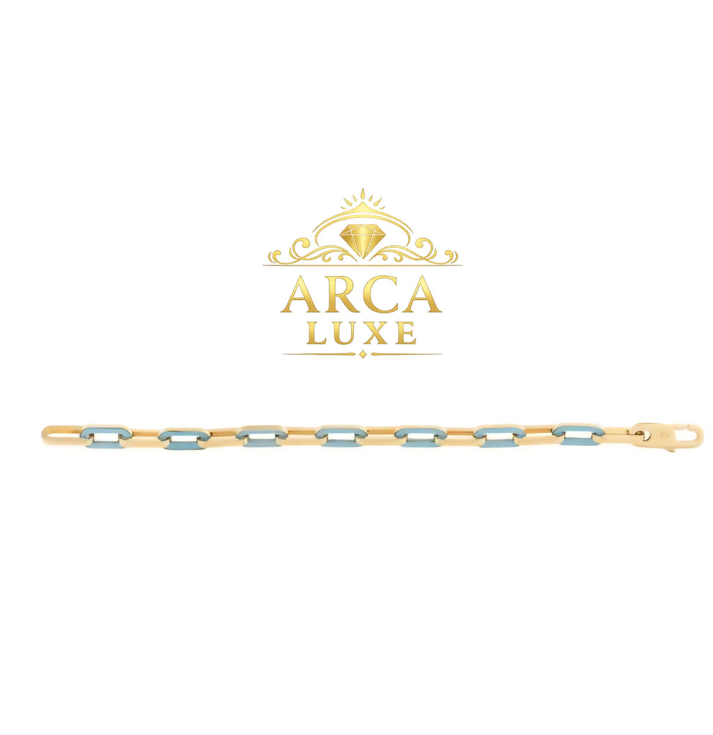 14K Gold Paperclip Gem Link Bracelet – Premium Luxury Collection 7.5"
