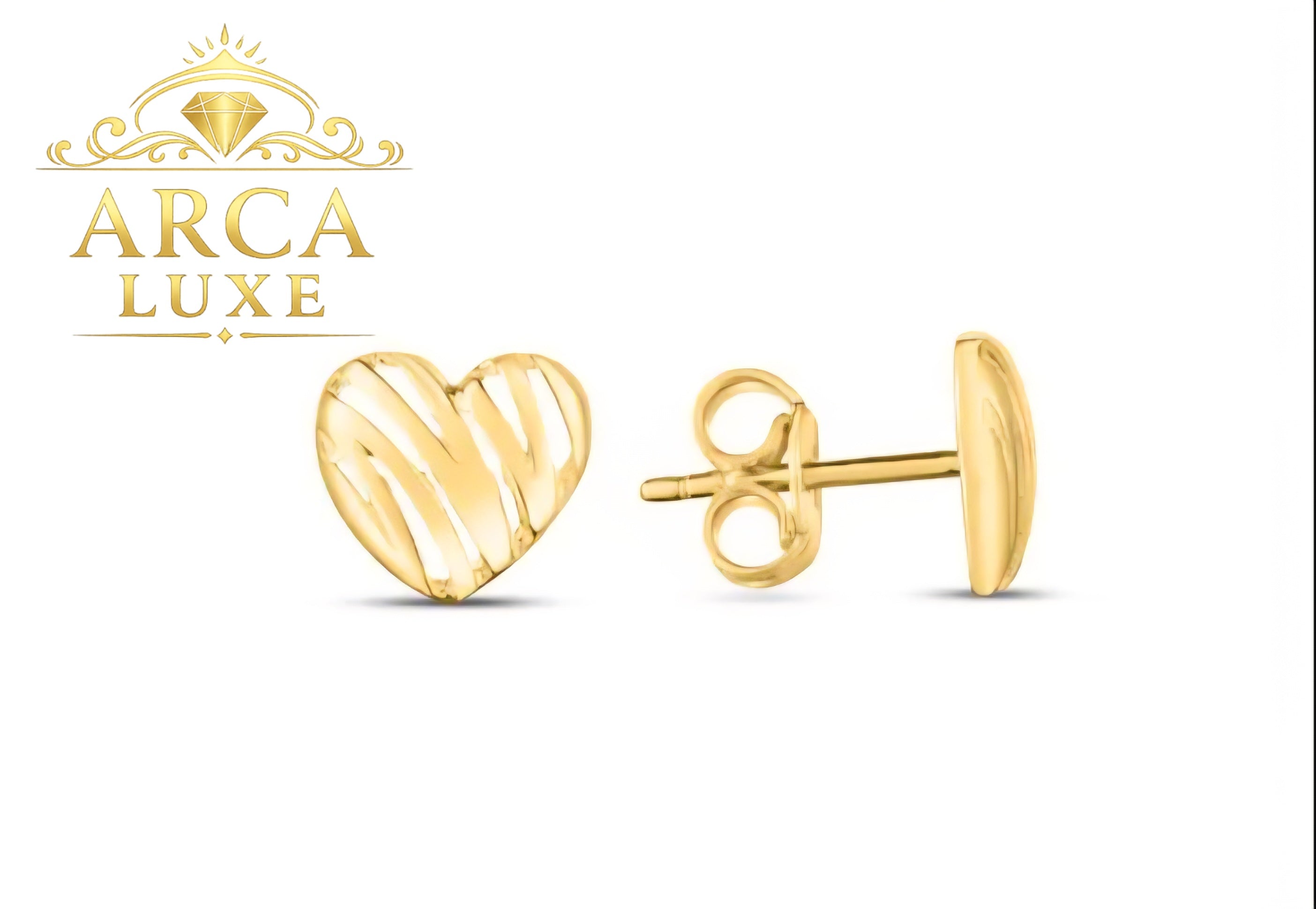 14K Solid Gold Scribble Heart Stud Earrings–Minimalist Love Design