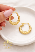 14K Gold Twisted Cable Hoop Earrings