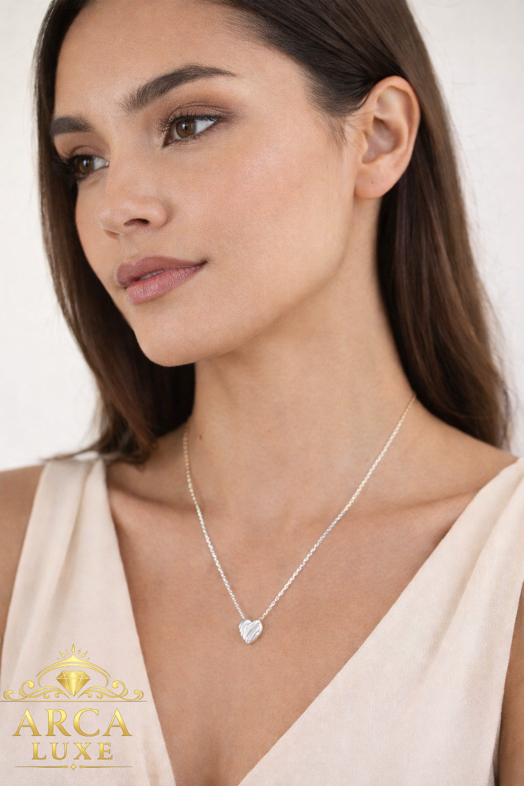 14K Solid Gold Scribble Heart Necklace 18"