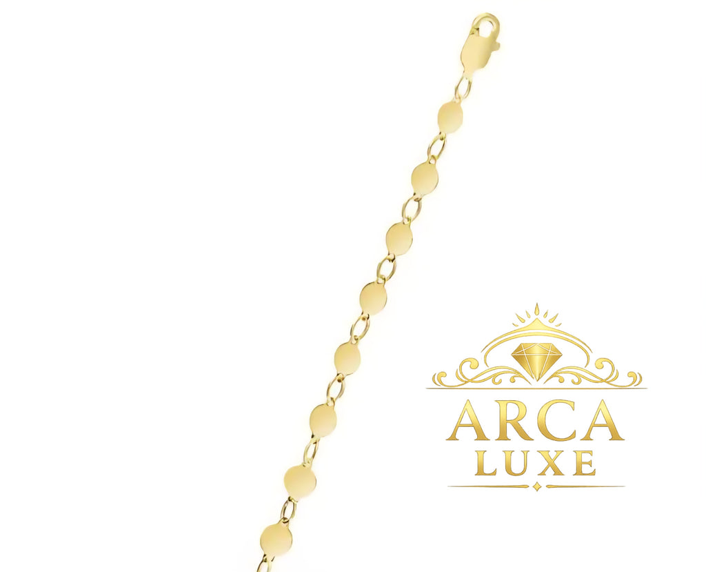 14K Solid Gold Mirror Chain Bracelet – 7"