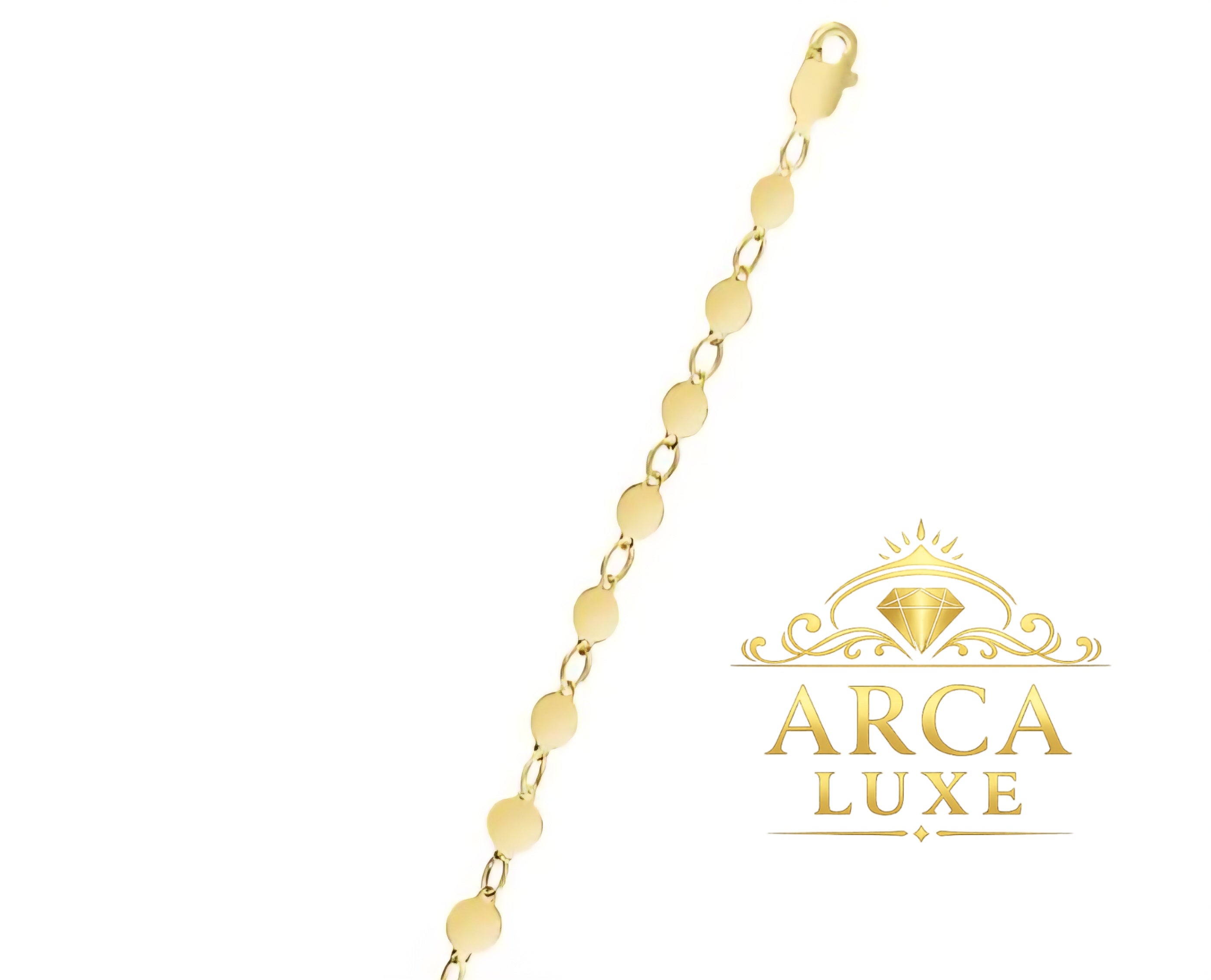 14K Solid Gold Mirror Chain Bracelet – 7"