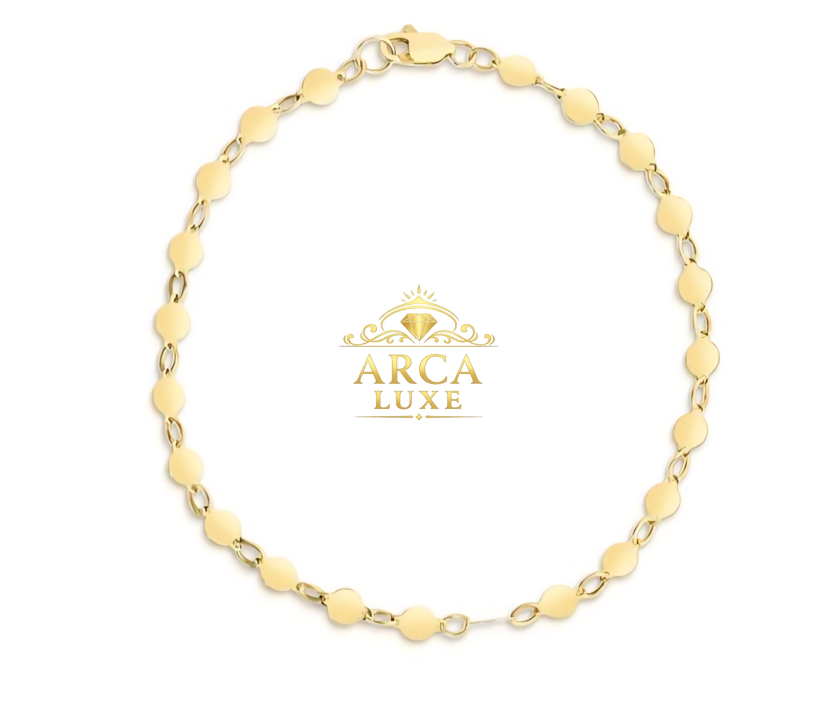 14K Solid Gold Mirror Chain Bracelet – 7"