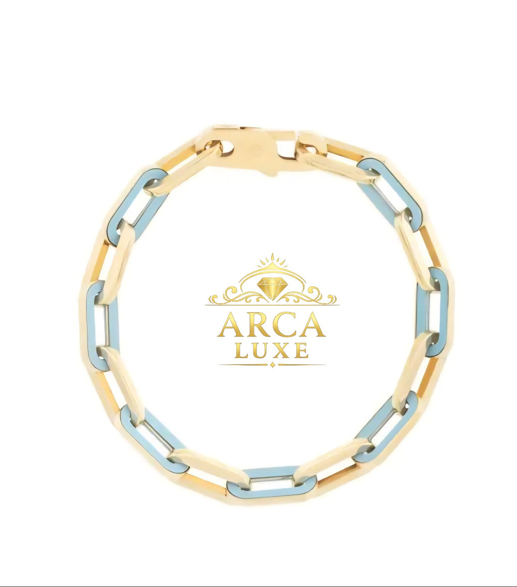 14K Gold Paperclip Gem Link Bracelet – Premium Luxury Collection 7.5"
