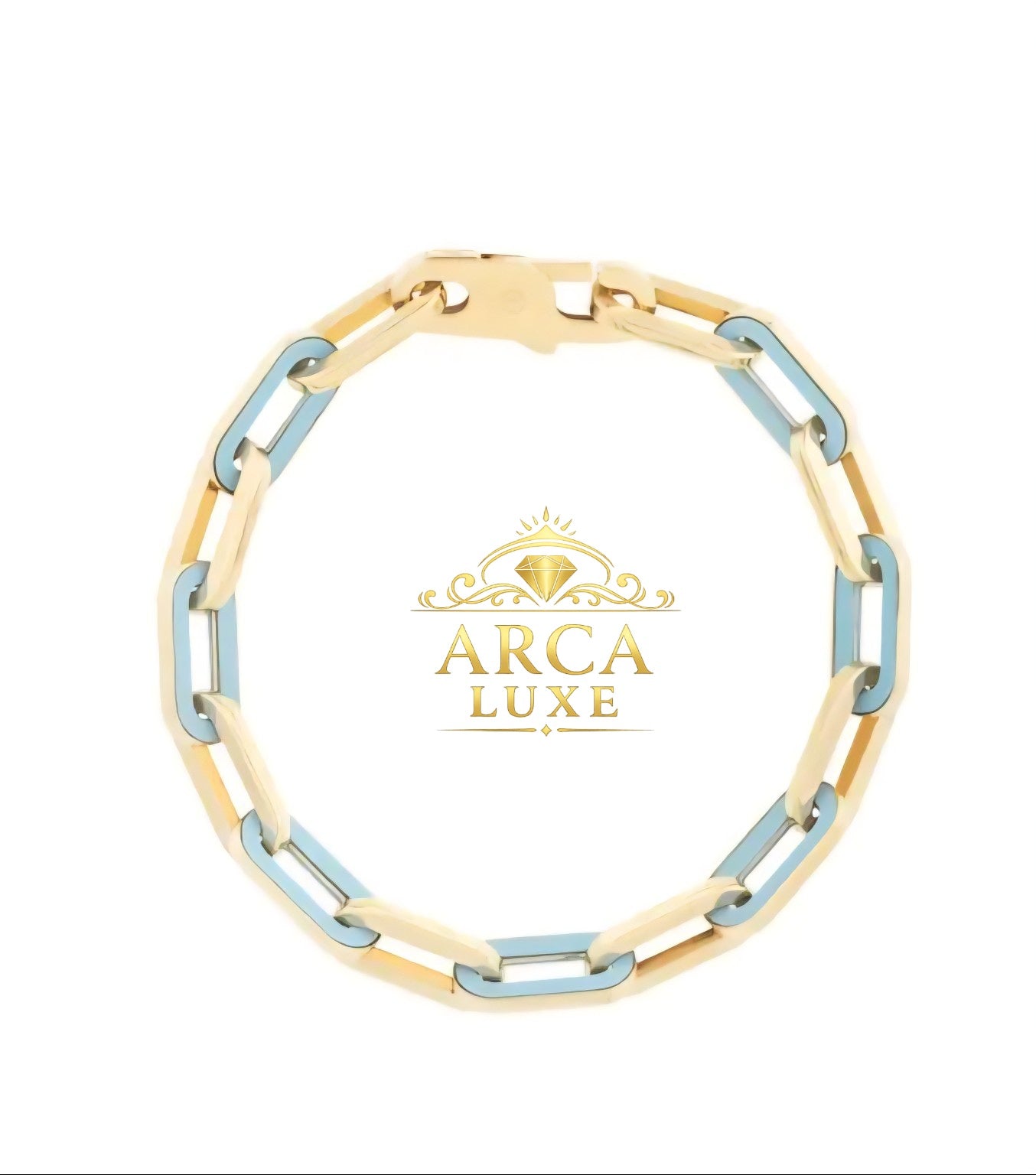 14K Gold Paperclip Gem Link Bracelet – Premium Luxury Collection 7.5"