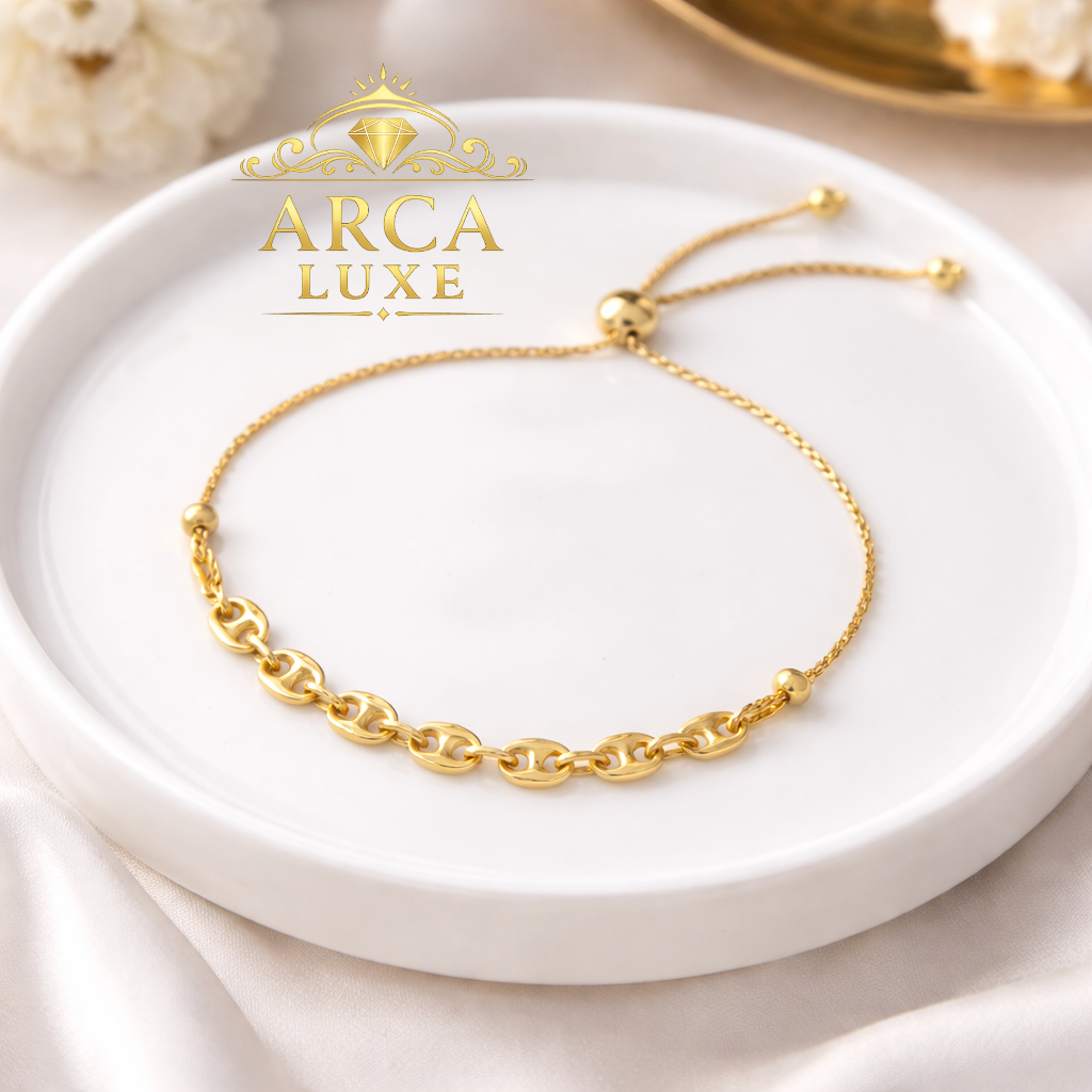 14K Solid Gold Mariner Link Bolo Bracelet – Adjustable Luxury Friendship Bracelet