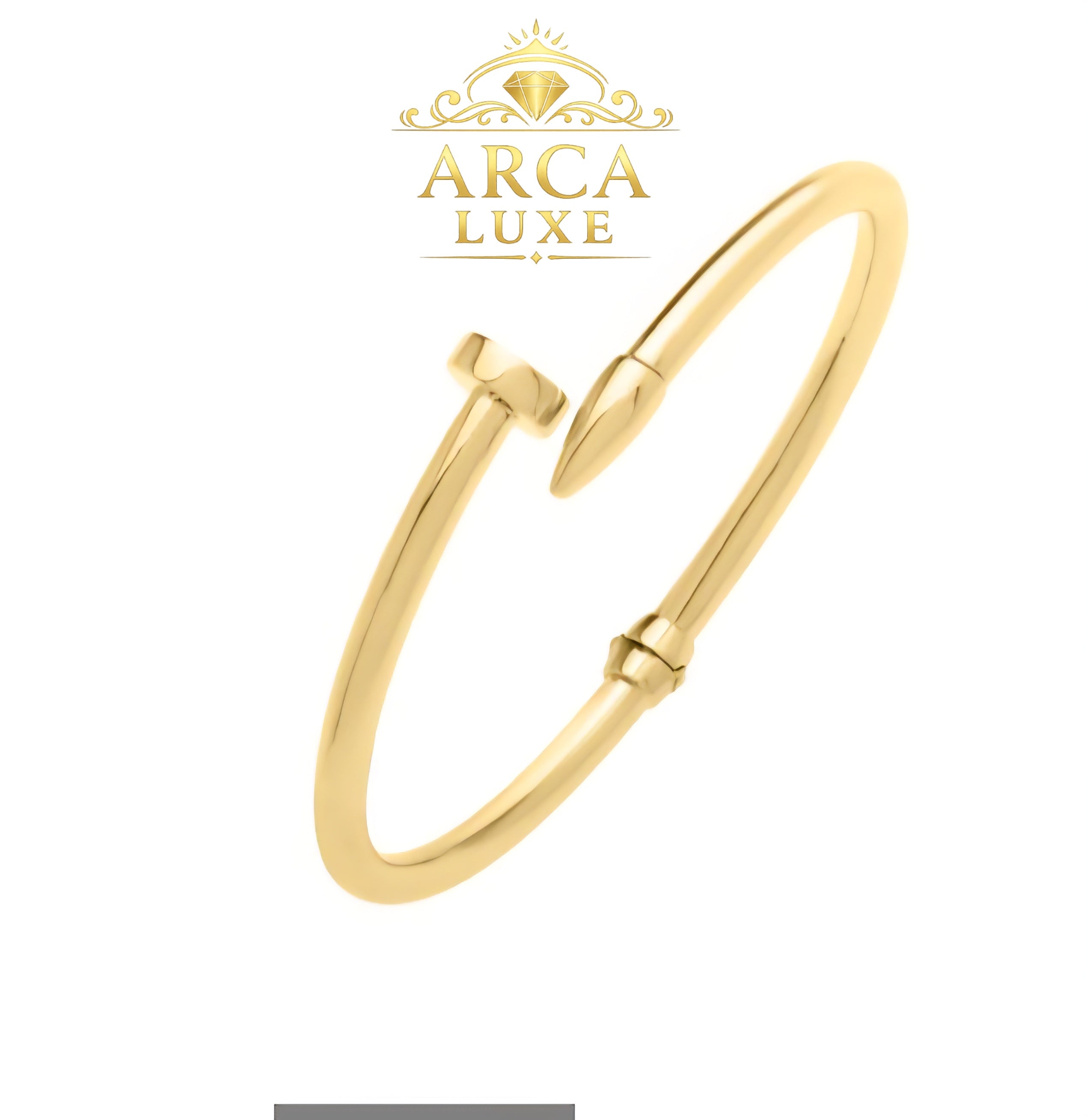 14K Solid Gold Bypass Nail Bangle Bracelet