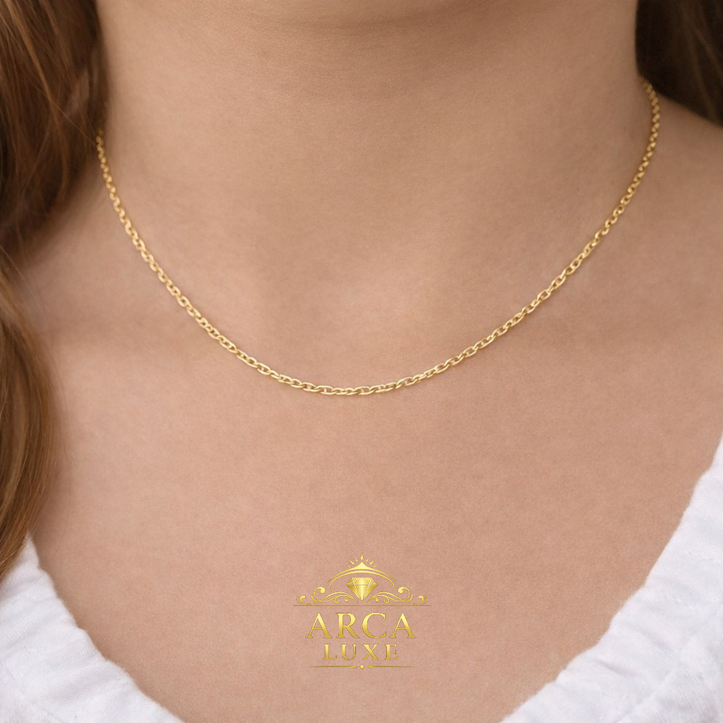 Arca Luxe 14K Solid Yellow Gold 1.9mm Figaro Chain Necklace